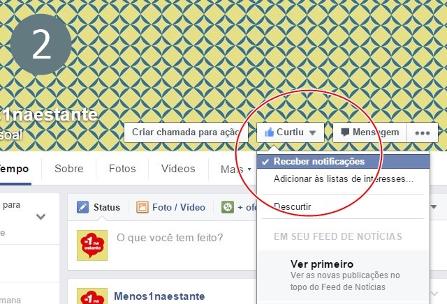 Assine o Facebook: passo 2