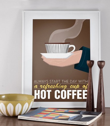 "Coffee print typography poster", do designer sueco Stig Lindberg