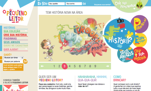 Tela do site O Pequeno Leitor
